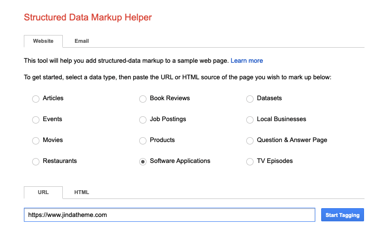 Google Data Markup Helper